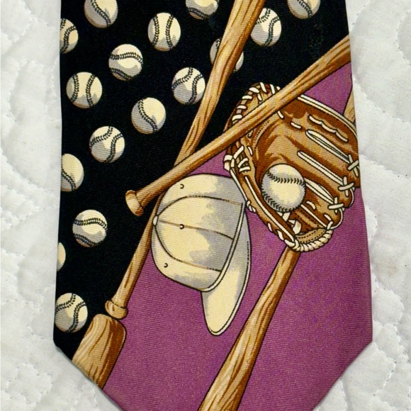 Donberry & Keats Baseball Neck Tie, 58" long X 4" Wide Pre-owned - Picture 2 of 6